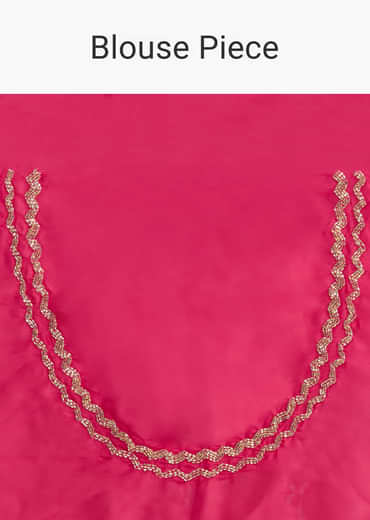 Hot Pink Organza Saree With Stone And Cut Dana Work