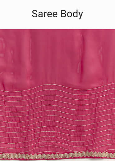 Hot Pink Organza Saree With Stone And Cut Dana Work