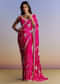 Hot Pink Satin Saree With All Over Jaal Embroidery In Cutdana And Sequins