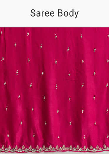 Hot Pink Chinon Saree With Cutdana And Stone Embroidery