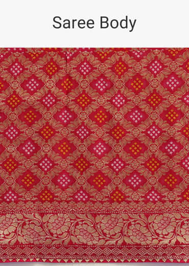 Hot Pink Woven Khadi Georgette Saree With Unstitched Blouse