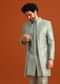Ice Blue Cotton Silk Embroidered Sherwani Set