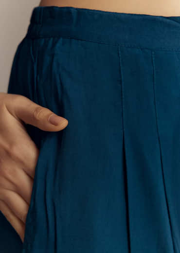 Indigo Blue Muslin Printed Anarkali Suit