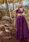 Irish Purple Lehenga Choli In Raw Silk With Cut Dana And Beads Embroidered Floral Buttis And Overlapping V Neckline