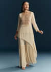 Ivory Chinon Sharara Suit With Zardosi Work