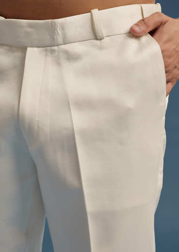 Ivory Dola Silk Jodhpuri Suit For Men With Zardosi Embroidery