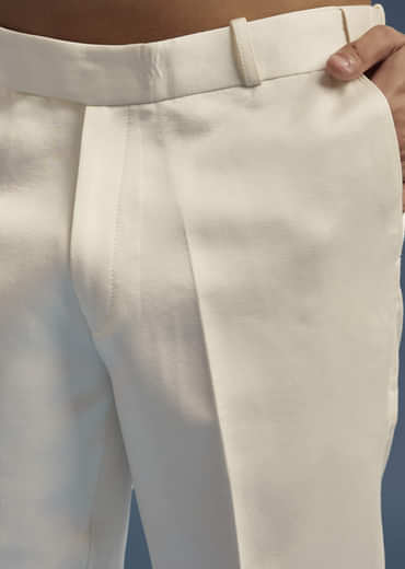 Ivory Dola Silk Kurta Jacket Set For Men With Zardosi Embroidery