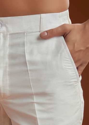 Ivory Kurta Jacket Set With Pintucks Detailing