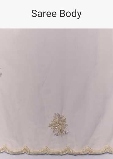 Ivory Organza Embellished Saree with Blouse Fabric