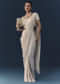 Ivory Ready Pre Pleated Saree with Moti Work Blouse