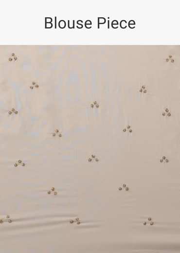 Ivory White Embroidered Organza Saree With Floral Print And Scallop Borders