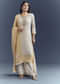 Ivory Silk Kurta Set With Jacquard Weave And Zardosi Work