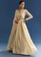 Ivory Tissue Anarkali Set With Tie-Up Back And Organza Dupatta
