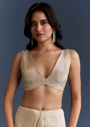 Ivory Tissue Saree With Heavy Hand Embroidery