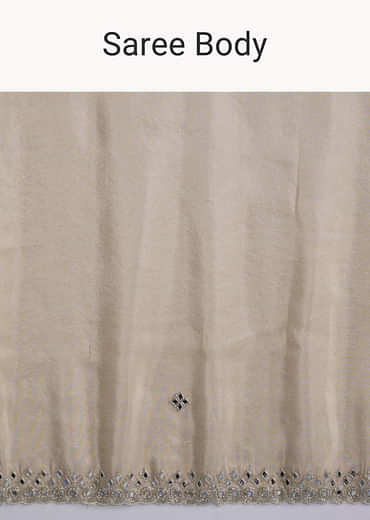 Ivory Tissue Saree With Heavy Hand Embroidery