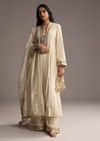 Ivory White Cotton Silk Anarkali Suit With Gotta Work