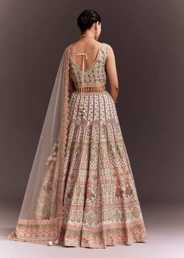Ivory Embroidered Lehenga Set With Ethnic Motifs