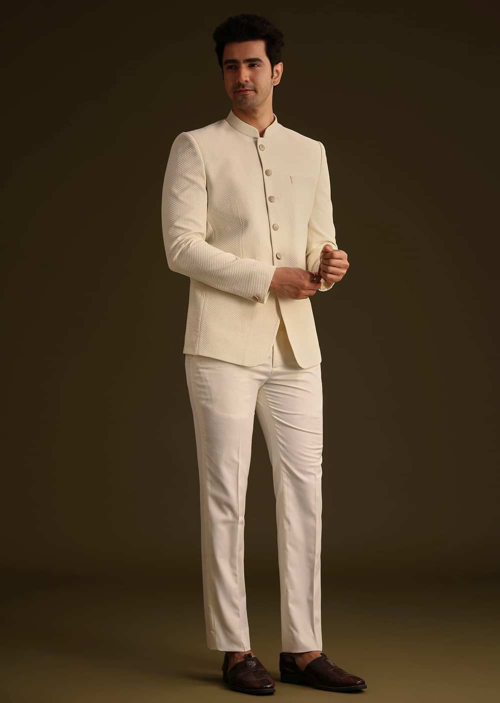 Ivory Jodhpuri Suit With Tailored Trousers