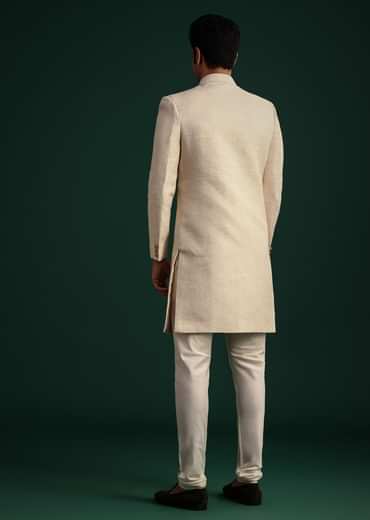 Ivory Silk Sherwani Suit