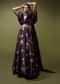 Jewel Purple Lehenga In Floral Printed Satin With A Sequins Crop Top Designed With An Elaborate Puff On The Shoulder And Neckline