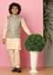 Kalki Beige Bandi Jacket And Kurta Set In Silk With Print For Boys