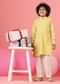 Kalki Blazing Yellow Kurta Set In Silk With Threadwork For Boys