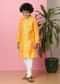 Kalki Chrome Yellow Boys Kurta Set In Silk With Zari And Threadwork