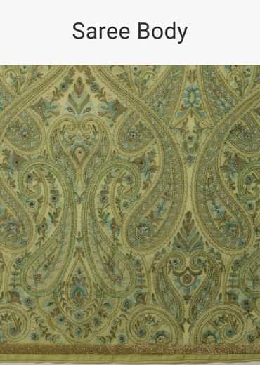 Festive Pista Green Saree Kashmiri Embroidered In Georgette