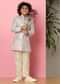 Kalki Grey Printed Sherwani Set In Silk For Boys