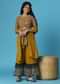 Kalki Mustard Yellow Printed Kurti And Sharara Set In Georgette For Girls