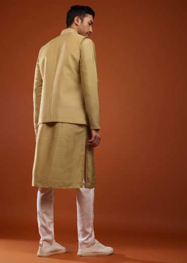 Light Brown Embroidered Bandi Jacket Set