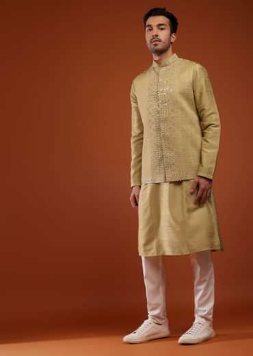 Light Brown Embroidered Bandi Jacket Set