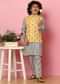 Kalki Yellow Bandi Jacket And Kurta Set In Silk With Print For Boys