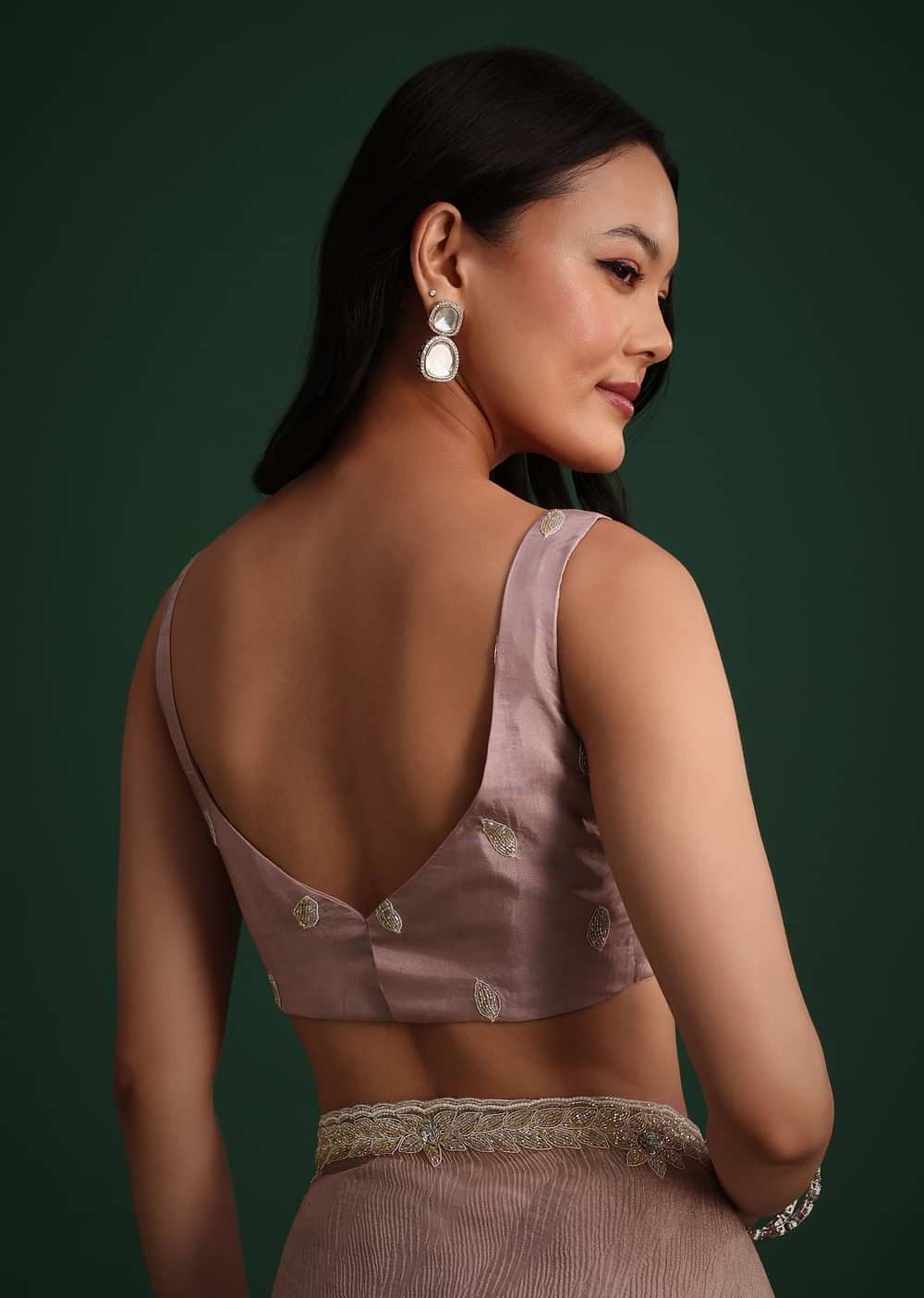 Lavendar Crushed Tissue With Cutdana Embroidered Border