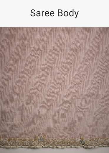 Lavendar Crushed Tissue With Cutdana Embroidered Border