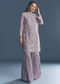 Lavender Chinon Kurta Sharara Suit With Moti Work