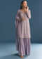 Lavender Chinon Kurta Sharara With Cutdana Dupatta