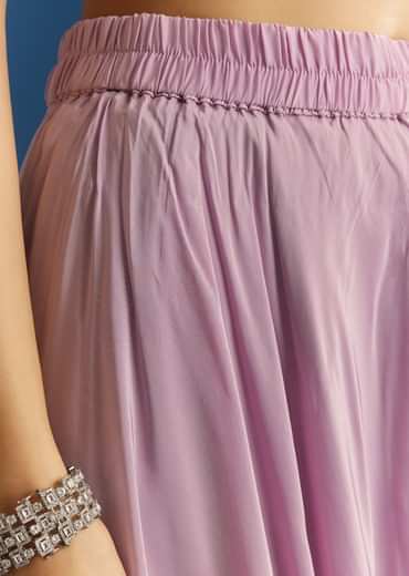 Lavender Chinon Moti Sequin Palazzo Set With Choker Style Dupatta