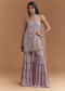 Lavender Chinon Sharara Suit With Cutdana And Sequins Work