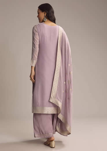 Lavender Purple Banarasi Georgette Palazzo Suit