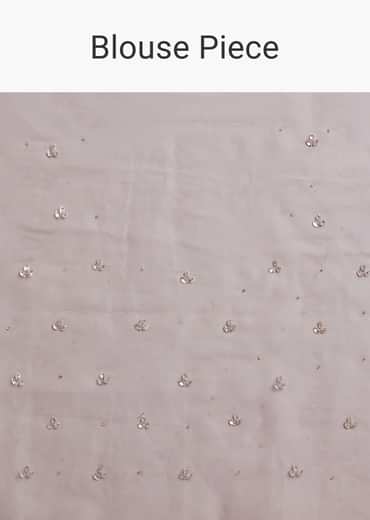 Lavender Shaded Glass Tissue Stone Embellished Saree With Cutdana And Beads