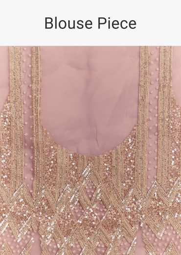 Lavender Shibori Organza Saree With Cutwork Scallop Embroidered Border