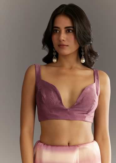 Lavender Shibori Organza Saree With Cutwork Scallop Embroidered Border