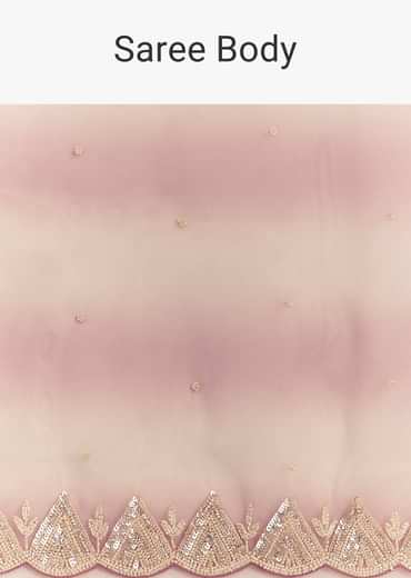 Lavender Shibori Organza Saree With Cutwork Scallop Embroidered Border