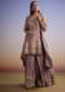 Lavender Silk Palazzo Suit With Stone Work And Printed Kurta