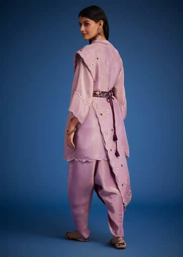 Lavender Tissue Embroidered Dhoti Set