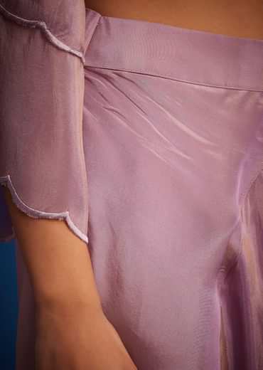 Lavender Tissue Embroidered Dhoti Set