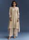 Beige Tissue Kurta Set With Organza Dupatta
