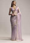 Lavender Tissue Saree With Cutdana And Butti Embroidery