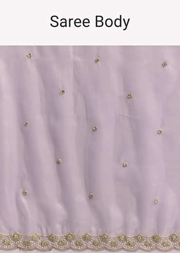 Lavender Tissue Saree With Cutdana And Butti Embroidery